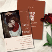 Moderne Moody Foto Save the Date met QR-code