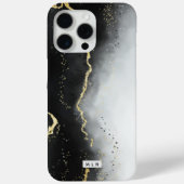 Moderne Moody Ombre Zwarte Agaat en Aangepaste Mon Case-Mate iPhone Case (Achterkant)