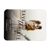 Moderne Moody Overlay Foto Save the Date Bruiloft Magneet (Horizontaal)