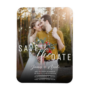Moderne Moody Overlay Foto Save the Date Huwelijk Magneet