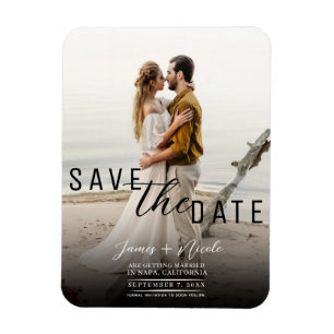 Moderne Moody Overlay Foto Save the Date Huwelijk Magneet