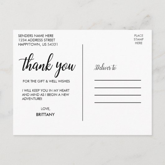 Moderne mooie afstudeer bedank je afgestudeerde fo briefkaart (Achterkant)