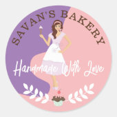 Moderne , mooie bakkerij met liefde ronde sticker (Voorkant)