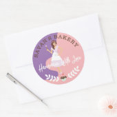 Moderne , mooie bakkerij met liefde ronde sticker (Envelop)