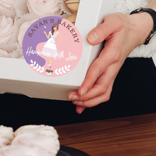 Moderne , mooie bakkerij met liefde ronde sticker