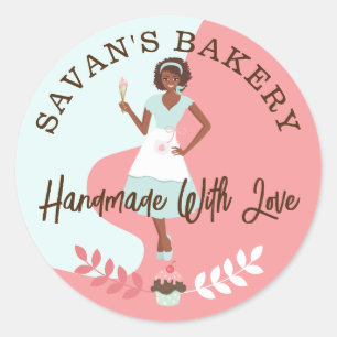 Moderne , mooie bakkerij met liefde ronde sticker