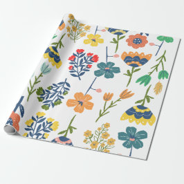 Moderne mooie bloempatroon Roze geel groen Cadeaupapier