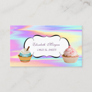 Moderne Mooie Cupcake Bakkerij Kleurrijk Holografi Visitekaartje