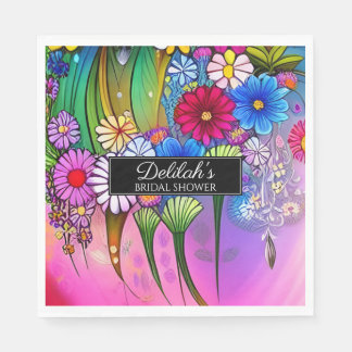 Moderne Mooie Fel Bloemrijke Kunst Boho Bruiloftsb Servet
