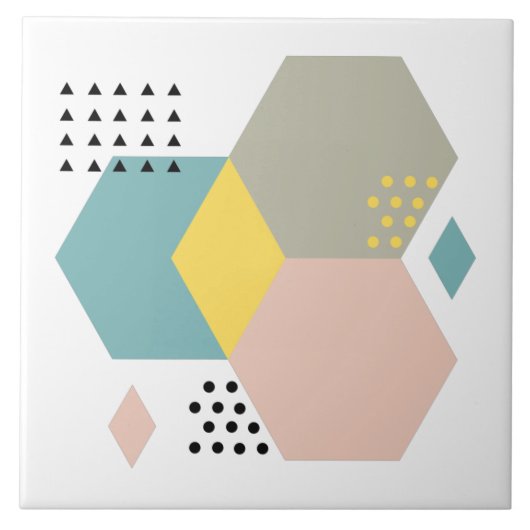 Moderne, mooie, kleurrijke geometrische roomblauw tegeltje (Voorkant)