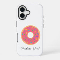 Moderne Mooie Naam Monogram Donut Roze Wit