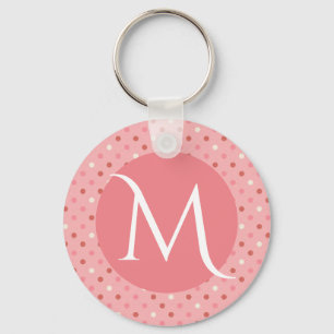 Moderne Mooie Roze Stippen Monogram Sleutelhanger