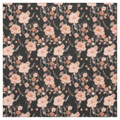 Moderne mooie waterverf bloempjes l Zwart Stof (Swatch)