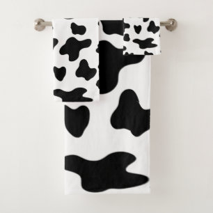 Moderne Mooie Zwarte en Witte Koe Patroon Bad Handdoek