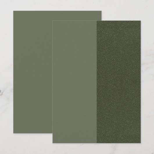 Moderne mosgroene split-omsluitingkaart – Aanpasse Informatiekaartje (Voorkant / Achterkant)