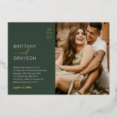 Moderne Moss Green 2 Photo Mariage Foil Invitation (Recto)
