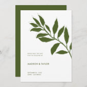 Moderne Moss Green Two Tone Botanical Illustratie Save The Date (Voorkant / Achterkant)