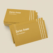 Moderne Mosterd Geel & Wit Gestreept Professioneel Visitekaartje