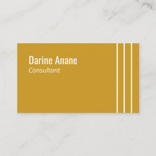 Moderne Mosterd Geel & Wit Gestreept Professioneel Visitekaartje (Voorkant)