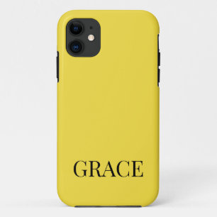 Moderne Mosterdgeel Gepersonaliseerde Naam iPhone 11 Hoesje
