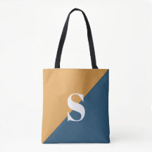 Moderne mosterdgeel marineblauw monogram Canvas ta