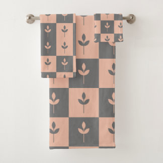 Moderne motif de feuilles répétées rose et gris