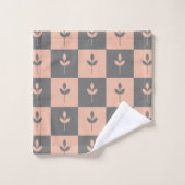 Moderne motif de feuilles répétées rose et gris (Gant de toilette)