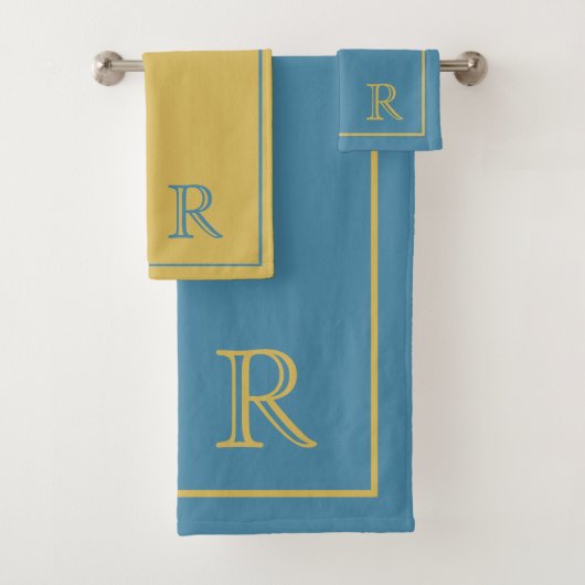 moderne motif de monogramme initial bleu et beige (En situation)