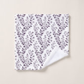 Moderne motif floral Boho prune blanc (Gant de toilette)