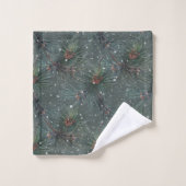 Moderne motif rustique d'hiver pin (Gant de toilette)