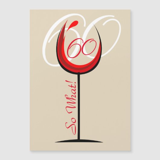 Moderne Motivatie rode wijnglas 60e verjaardag (Voorkant)