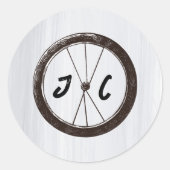 Moderne motorfiets thema bruiloft ronde sticker (Voorkant)