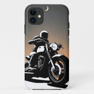 🌇 Moderne motorrijder rijdt slanke straatmotor iPhone 11 Hoesje