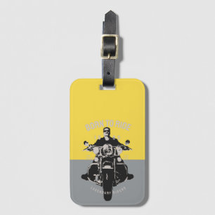 Moderne motorrijwiel Rider Colorblock Art Bagagelabel