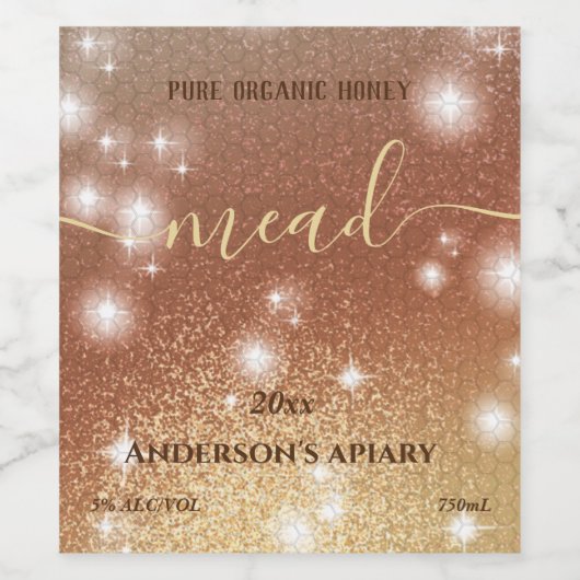 Moderne mousserende honingraatwijn wijn etiket (Enkel label)