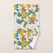 Moderne, moutarde jaune, turquoise, vert, blanc (Serviette à main)