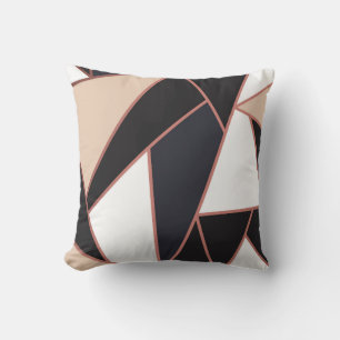 Moderne mozaïek in roze goud, crèmekleurig, zwart kussen