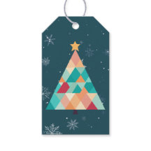 Moderne Mozaïek Kerstboom Gift Tag