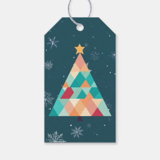 Moderne Mozaïek Kerstboom Gift Tag Cadeaulabel