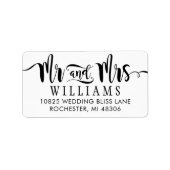 Moderne 'Mr and Mrs Brush Script'-bruiloft Etiket (Voorkant)