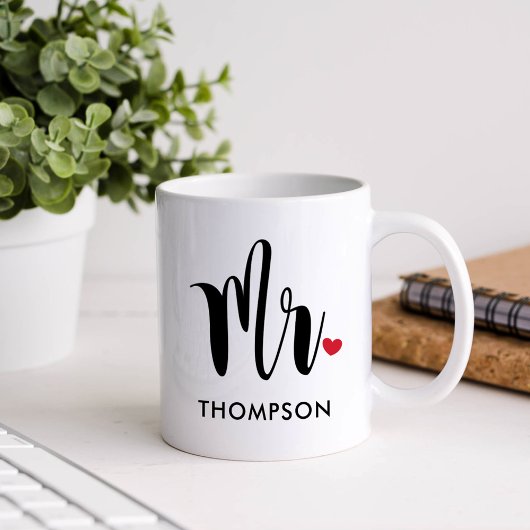 Moderne Mr Calligraphy Hart Monogram Koffiemok