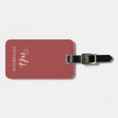 Moderne Mr. Groom wijn en Beige bruiloft koppels Bagagelabel (Voorkant horizontaal)