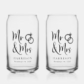 Moderne Mr. Mrs. bruidegom bruiloft Blikvorm Glas (Voorkant)