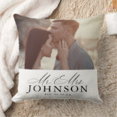 Moderne Mr & Mrs Trouwfoto Kussen (Deken)