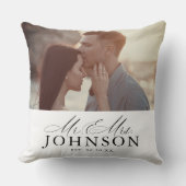 Moderne Mr & Mrs Trouwfoto Kussenhoes Kussen (Voorkant)