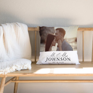 Moderne Mr & Mrs Trouwfoto Kussenhoes Kussen