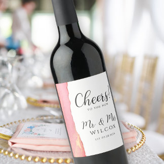 Moderne Mr. & Mrs. Wedding Wijn Etiket