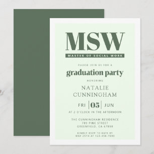 Moderne MSW Master Social Work Afstudeerfeest Kaart