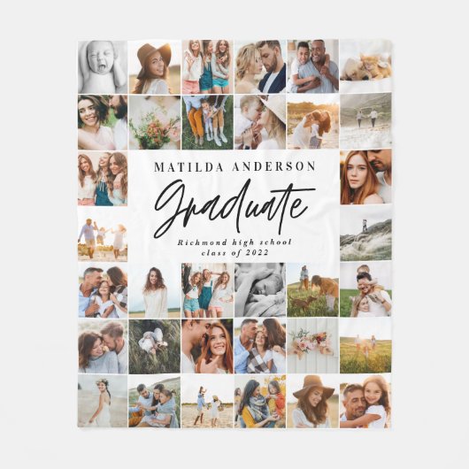moderne multi-foto afstuderen stijlvolle klasse va fleece deken (Voorkant)