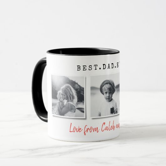 Moderne multi-foto beste vaders dag Kerstmis Mok (Voorkant links)